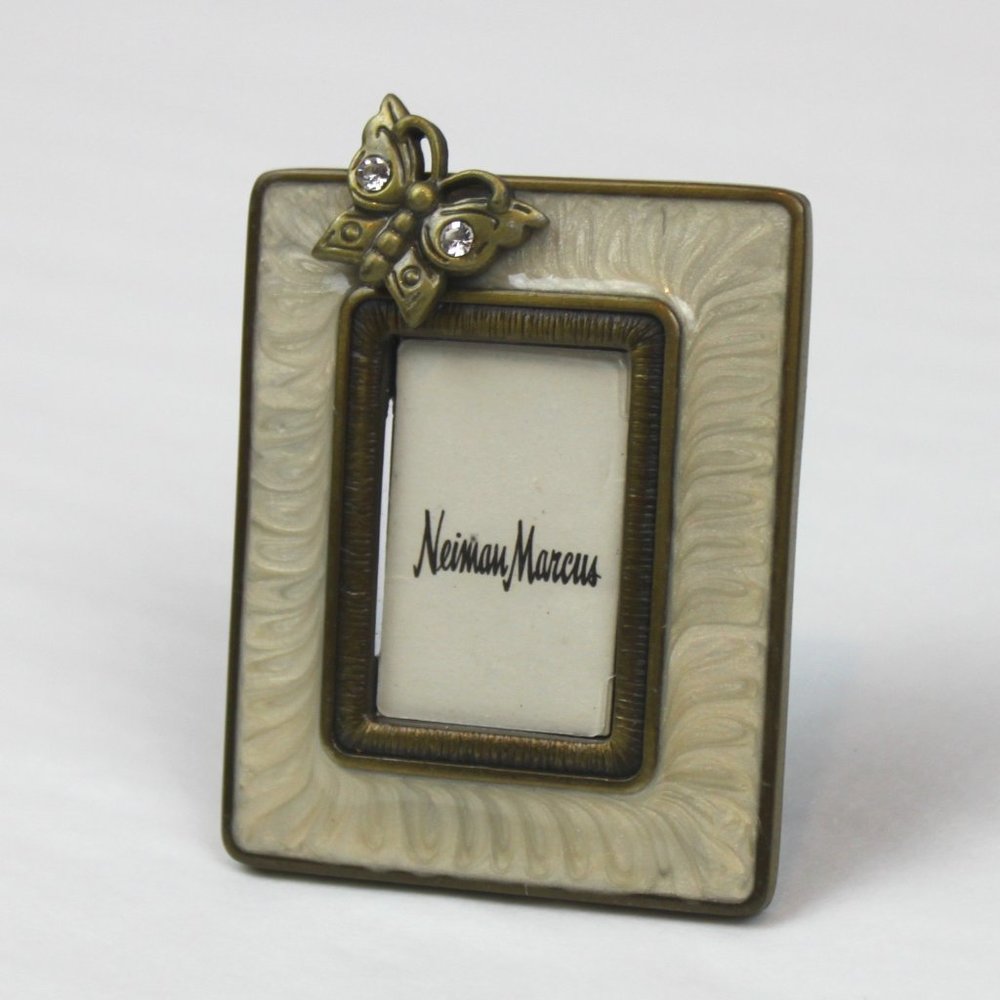 Neiman Marcus Mini Standing Clip Picture Pearl Frame with Butterfly